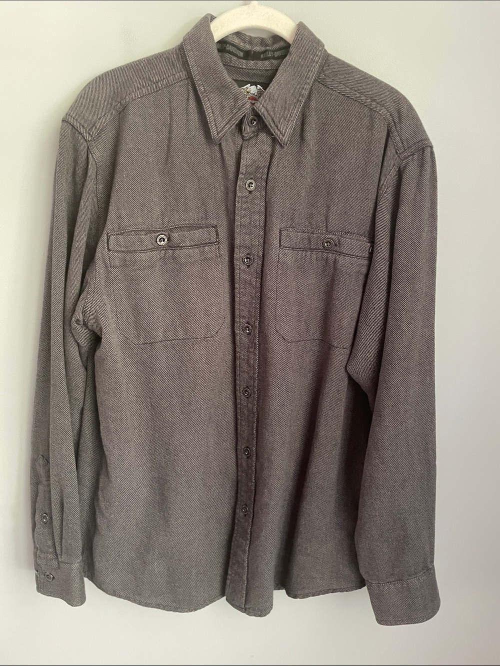 Harley-Davidson Men's Gray Long-Sleeve Button-Down Shirt Size Medium